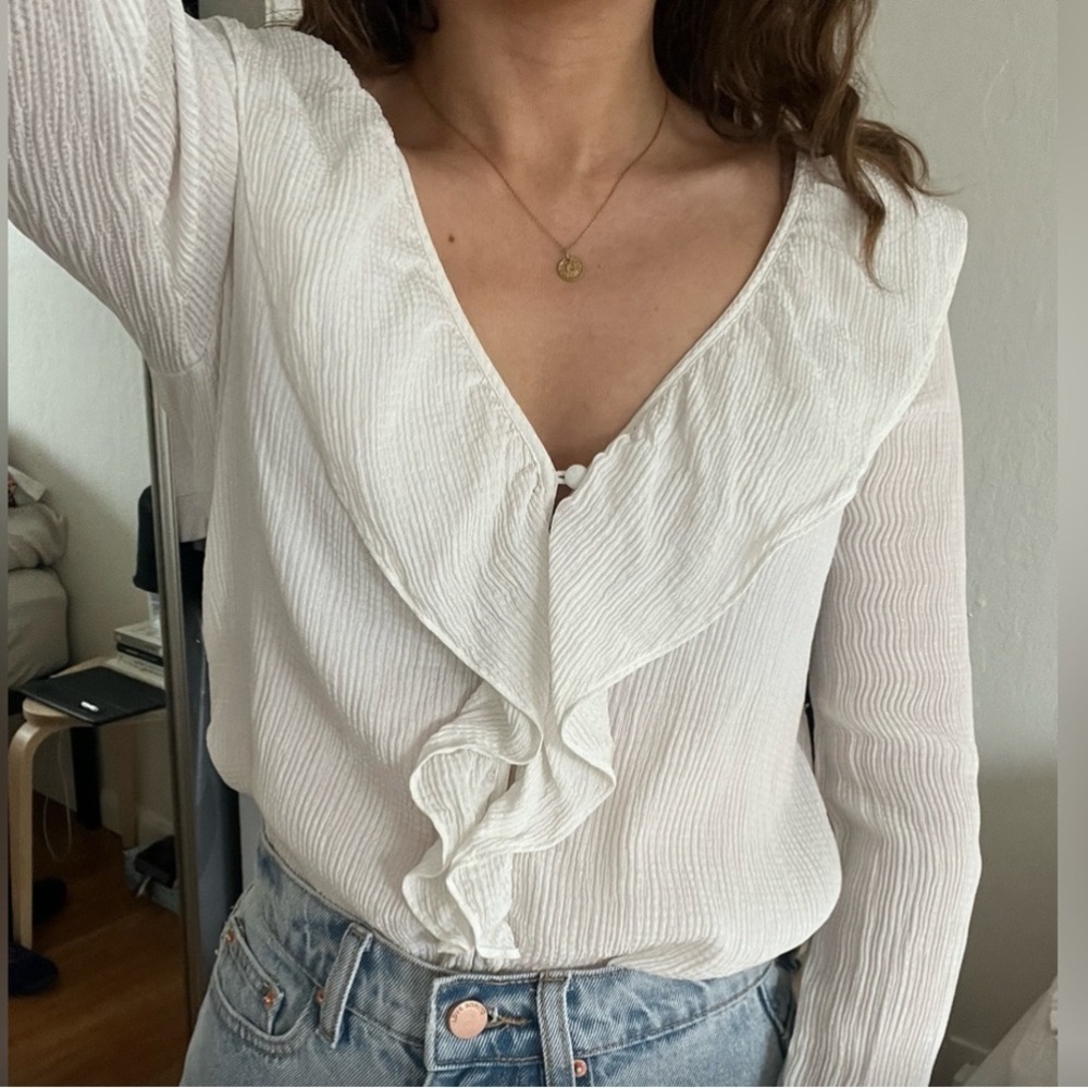Sezane cream silk blouse. Size 34
